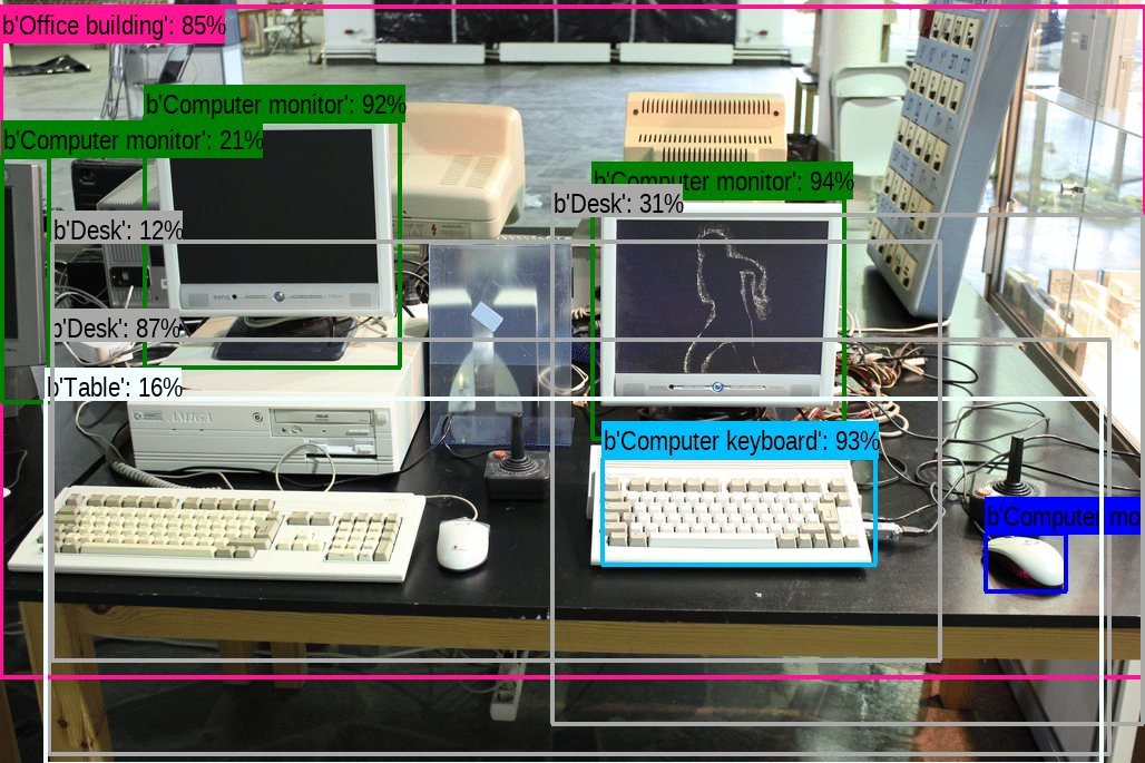 The computers photo with individual objects detected.